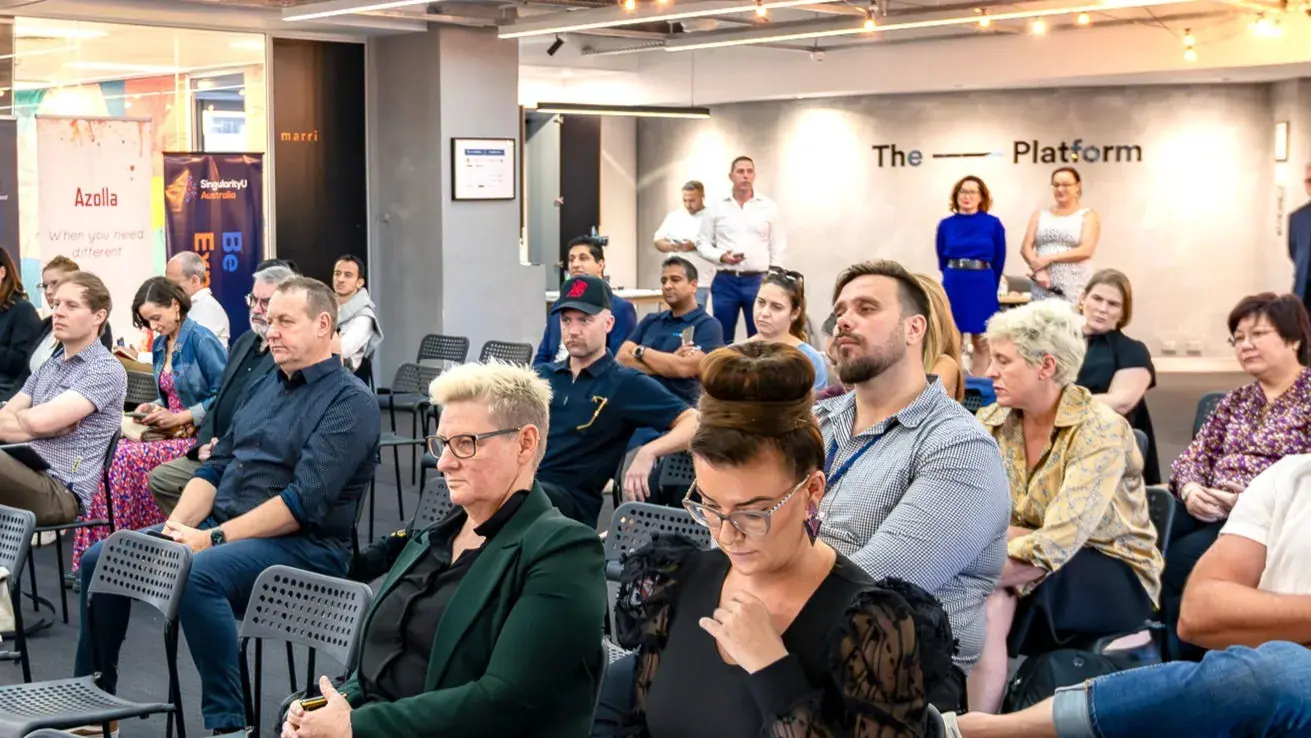 A Future By Design attendees listening to tech innovations in Perth, Western Australia