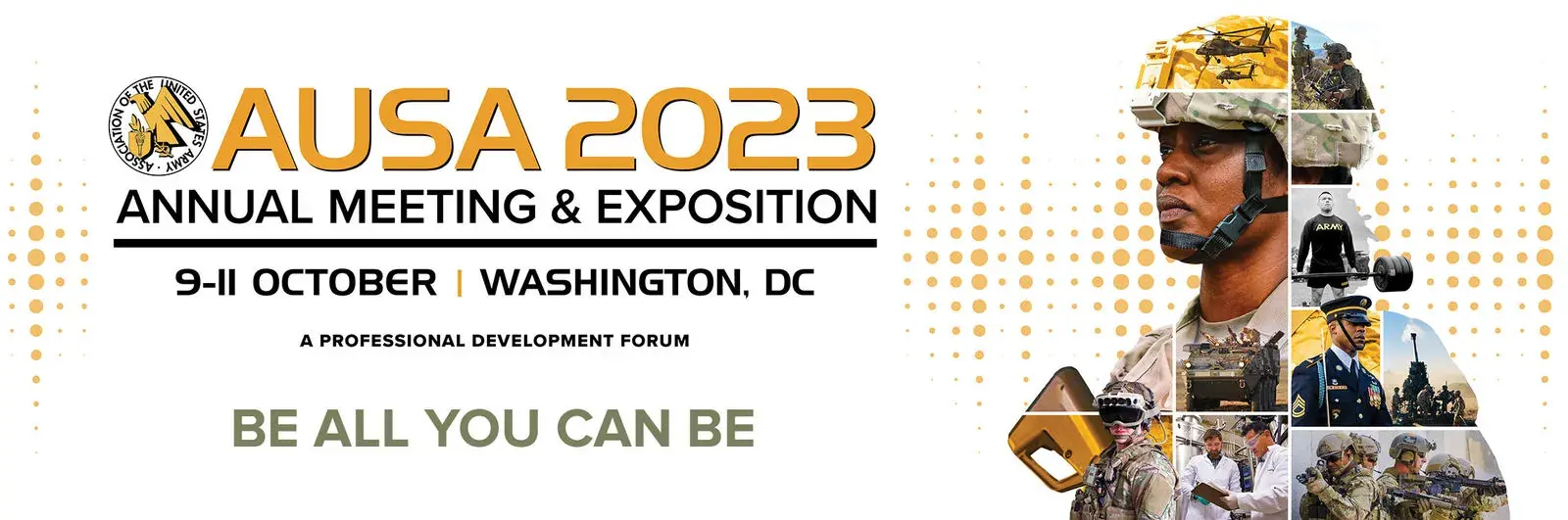 AUSA annual meeting and exhibition banner with military image of soldier
