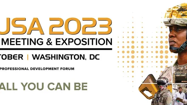 AUSA annual meeting and exhibition banner with military image of soldier