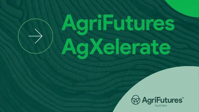 AgriFutures AgXelerate banner with green leaf texture and AgriFutures logo