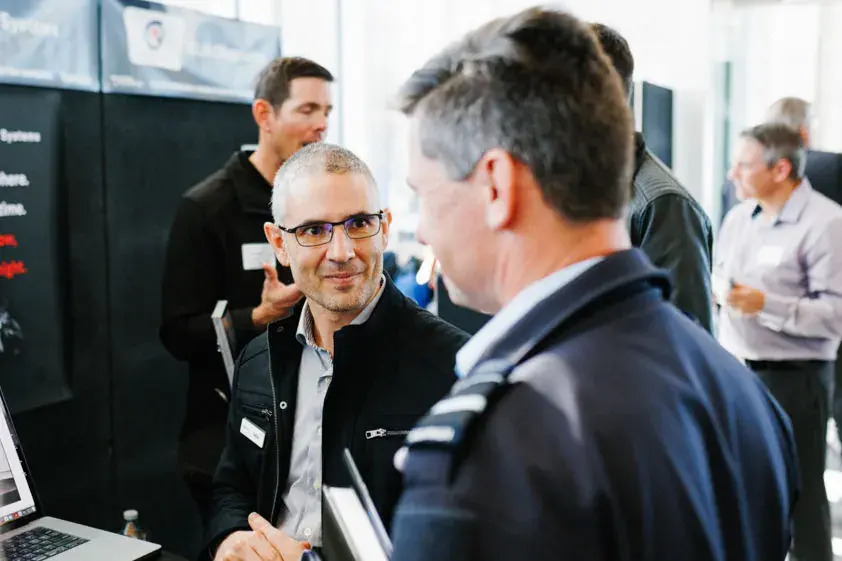 Gabe Alves, founder of EXTAG, at the Canberra Innovative Showcase at the Australian Defence Force Academy