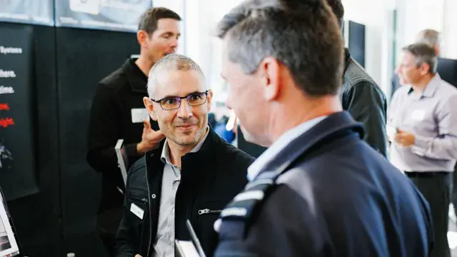 Gabe Alves, founder of EXTAG, at the Canberra Innovative Showcase at the Australian Defence Force Academy