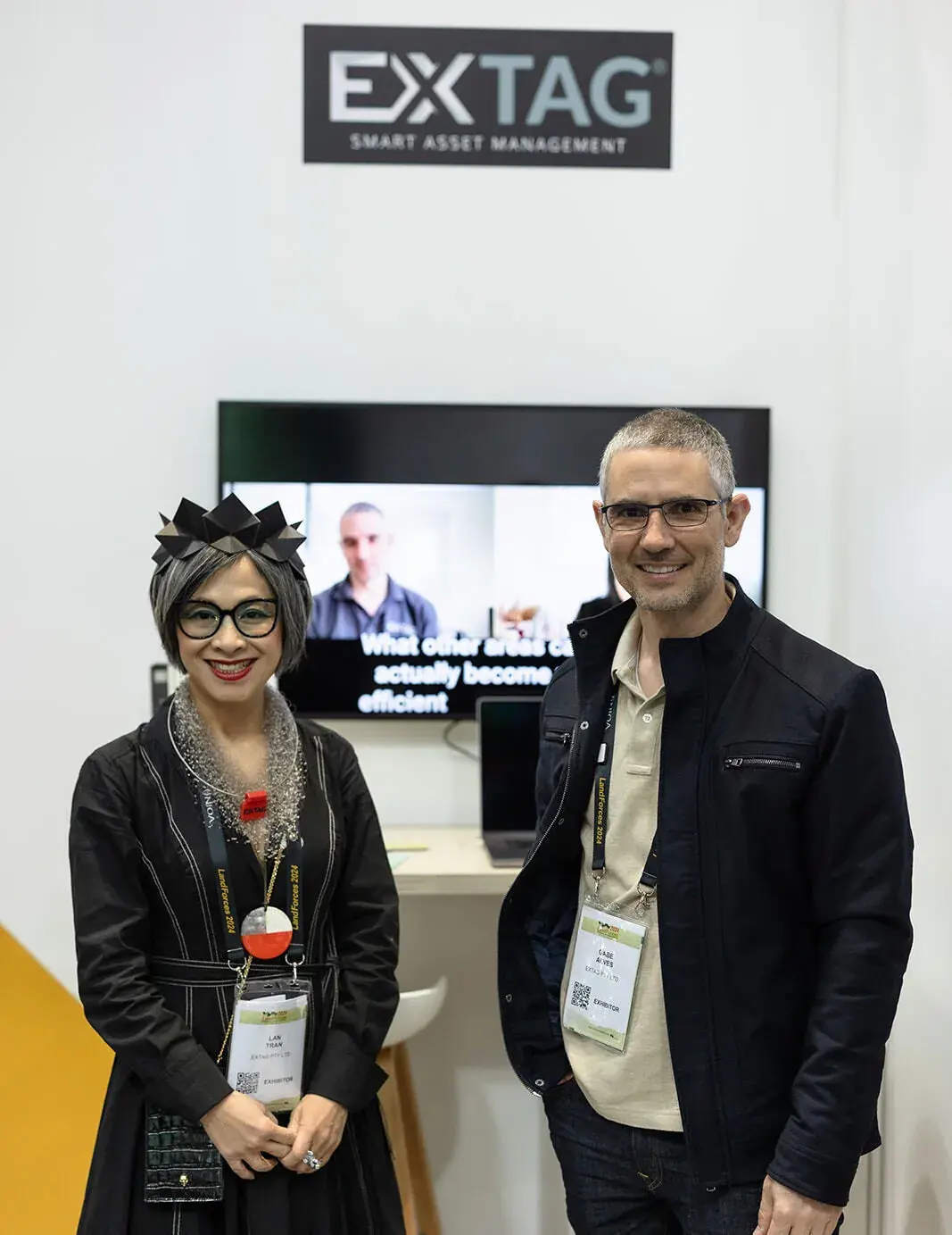 Lan Tran and Gabe Alves from EXTAG Custom Asset Management at the 2024 Land Forces Exhibition