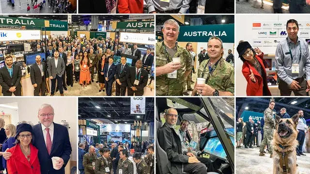 AUSA annual meeting and exhibition banner with military image of soldier