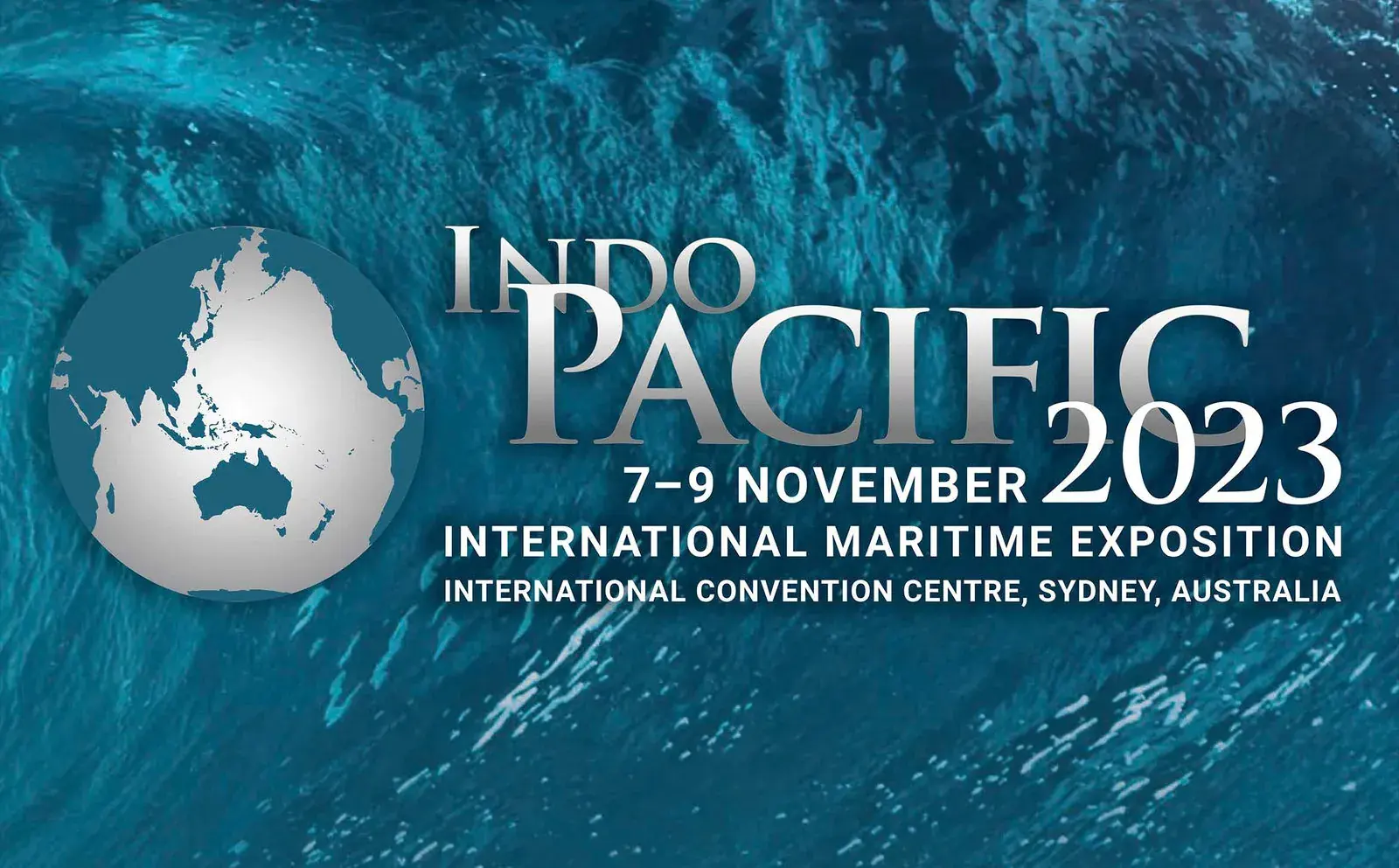 INDOPAC 2023 banner with waves and detailed information on event including date and description