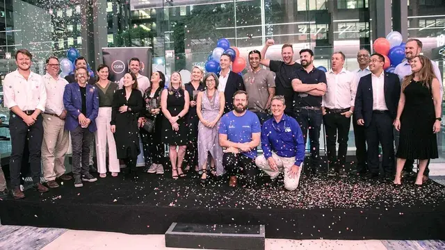 Lan Tran, CSO of EXTAG celebrating with winners of Hot 30 Awards for leading innovations in Smart Asset Management