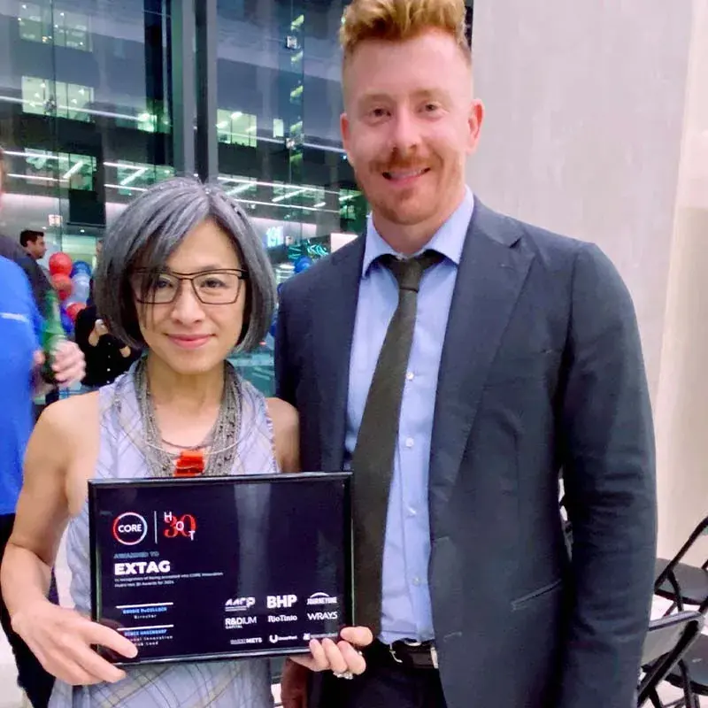 The Hon Wilson Tucker (Member for the Mining and Pastoral Region Independent) pictured with Lan Tran, CSO of EXTAG, and winner of the Hot30